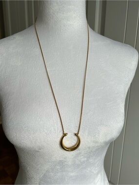 Gold Crescent Pendant Necklace
